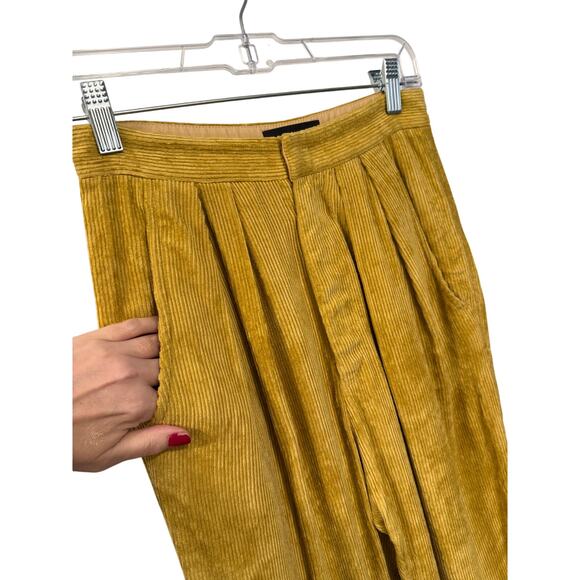 Isabel Marant 2 Fany Velvet Corduroy Pants $660 High Rise Pleated Dusty Yellow - Picture 7 of 15